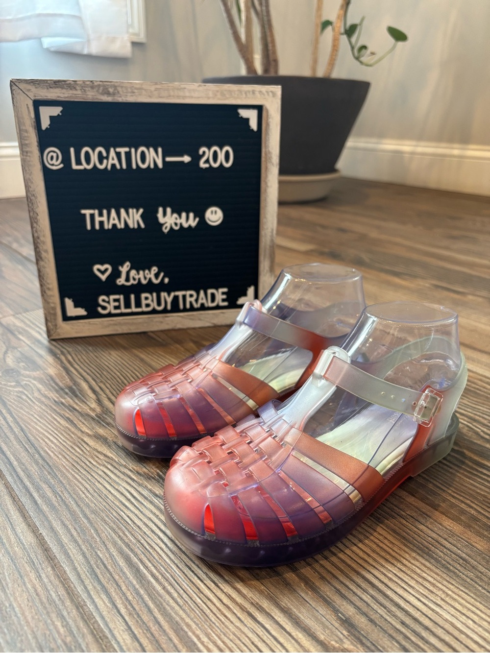 Melissa Possession Degradee jelly Fisherman Sandals in red purple ombré rainbow - Picture 3 of 12